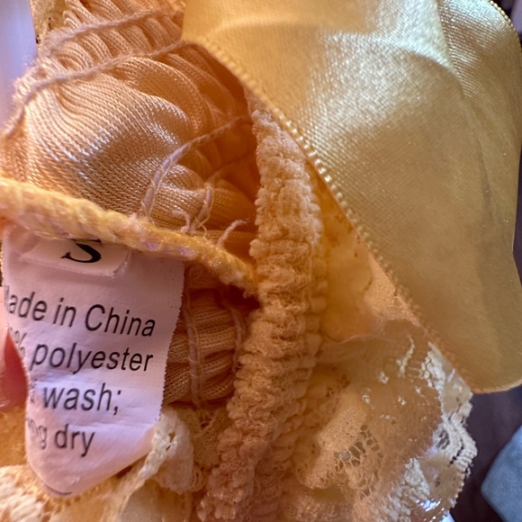 Yellow Spaghetti Strap Shabby Chic baby girl dress size small - Picture 9 of 9